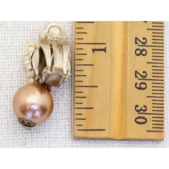 Vintage Faux Pearl Spiral Beads Stylish Clip On Earrings - D1 - Picture 3 of 3